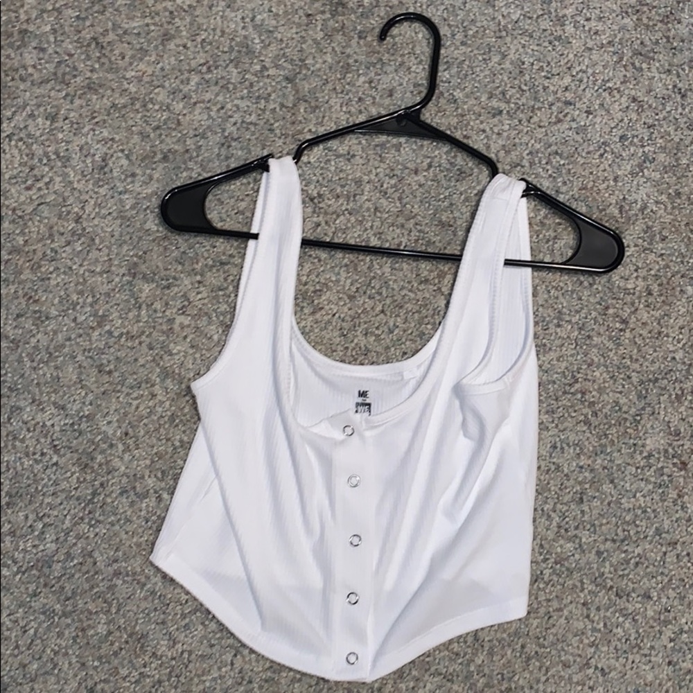 White Button Up Crop